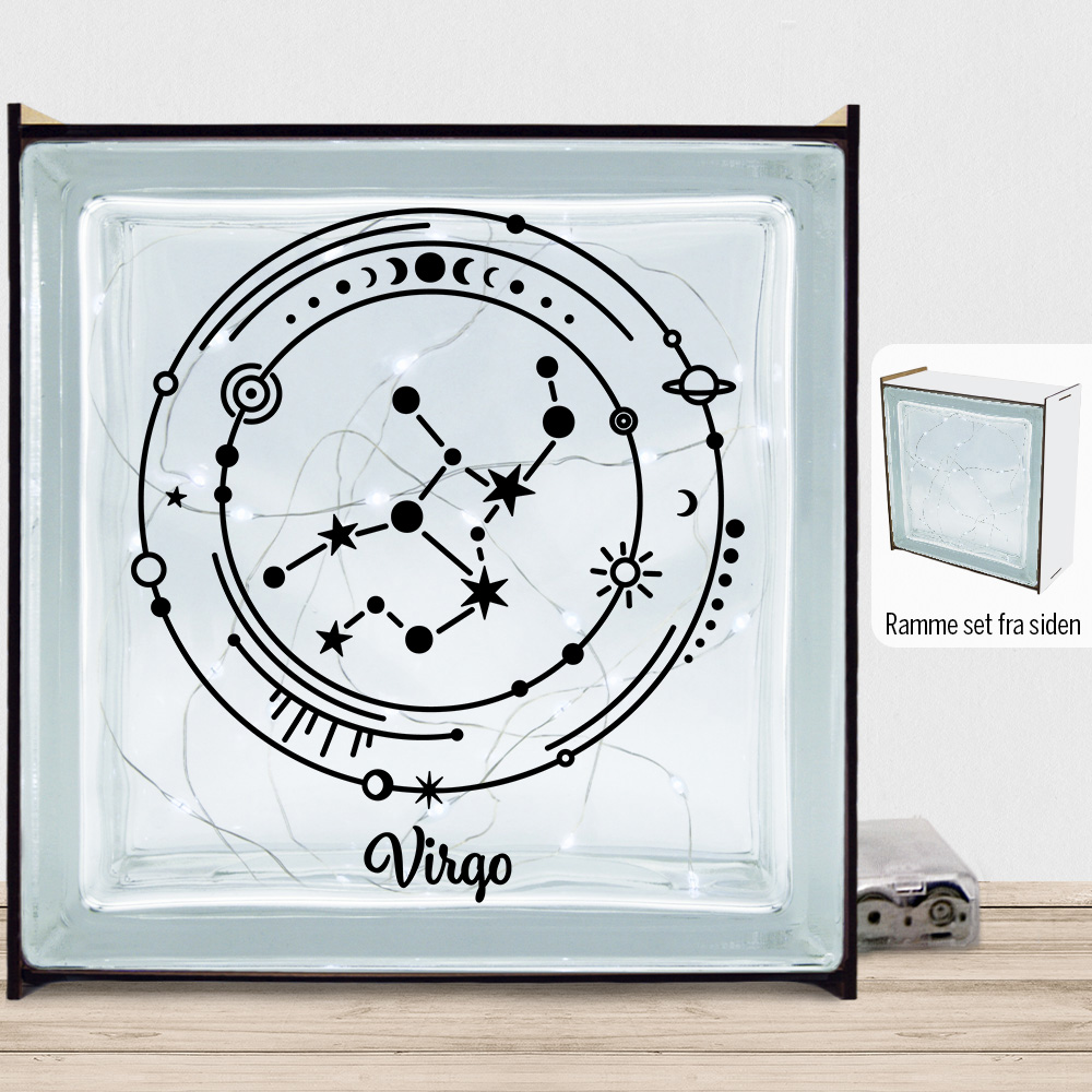 Stjernetegn "My Zodiac" - Virgo (jomfruen) | Lyssten med ramme (farvet overflade)