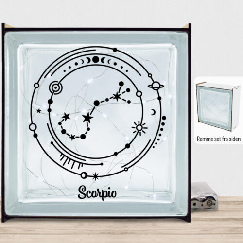Stjernetegn "My Zodiac" - Scorpio (skorpionen) | Lyssten med ramme (farvet overflade)