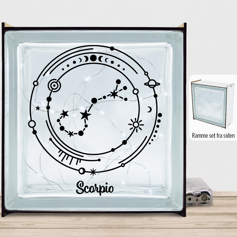 Stjernetegn "My Zodiac" - Scorpio (skorpionen) | Lyssten med ramme (farvet overflade)