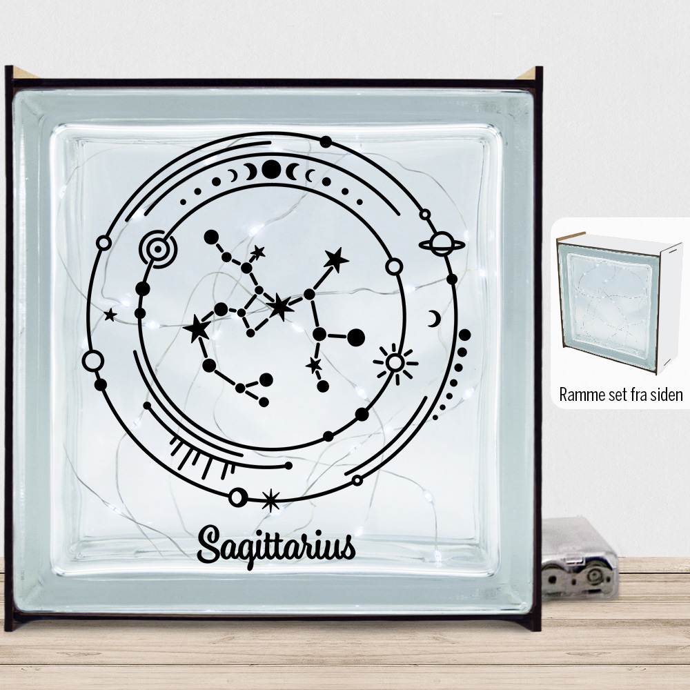 Stjernetegn "My Zodiac" - Sagittarius (skytten) | Lyssten med ramme (farvet overflade)