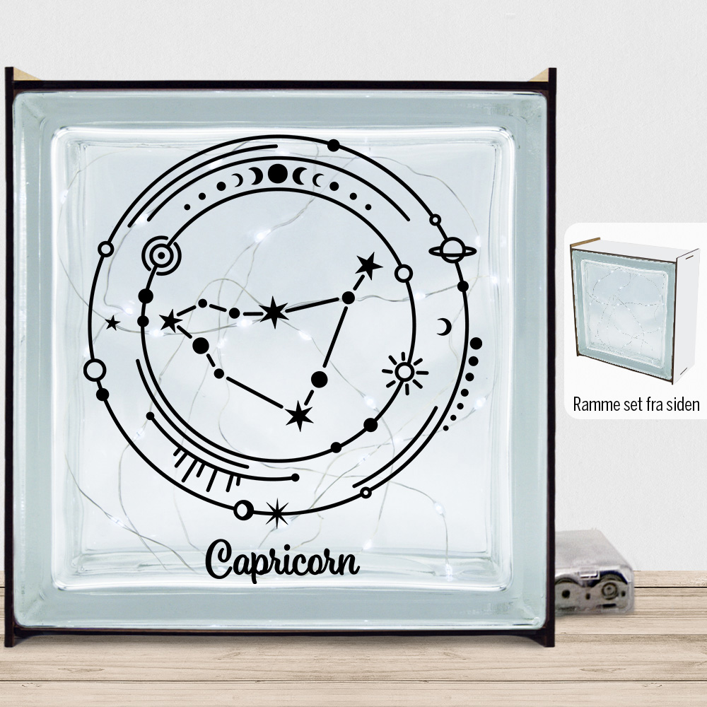 Stjernetegn "My Zodiac" - Capricorn (stenbukken) | Lyssten med ramme (farvet overflade)