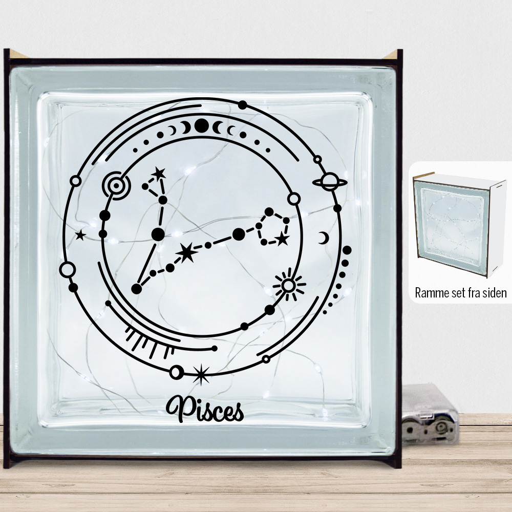 Stjernetegn "My Zodiac" - Pisces (fisken) | Lyssten med ramme (farvet overflade)