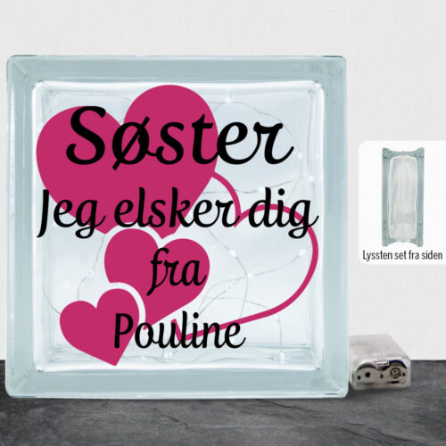 Søster jeg elsker dig m. hjerter | Lyssten