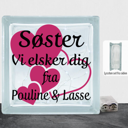 Alternative view of Søster jeg elsker dig m. hjerter | Lyssten