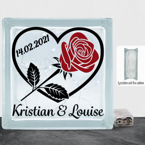 Hjerte m. rose design 1 | Lyssten