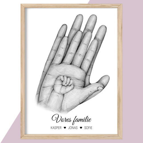 Sketch my family - Vores familie far & far + 1 barn | Plakat - Image 2