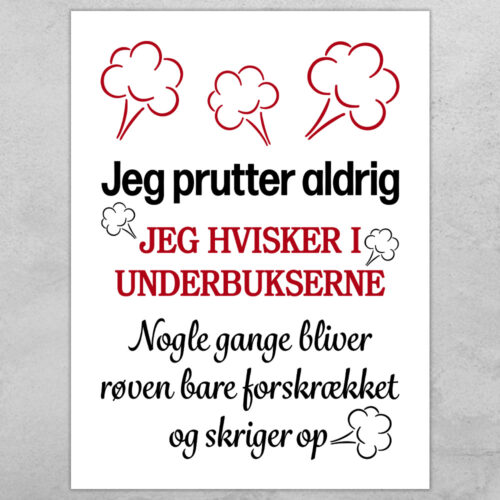 Jeg prutter aldrig... | Plakat