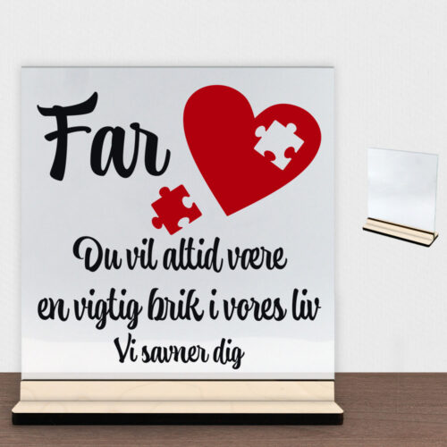 Far du vil altid være en vigtig brik | Glasskilt inkl. fod (poppel krydsfinér) - Image 2