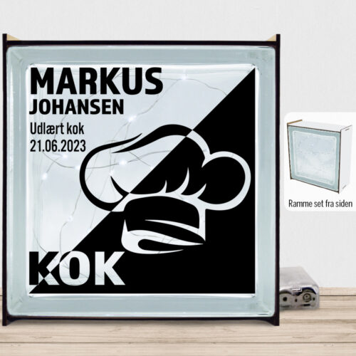 Udlært kok design 1 | Lyssten med ramme (farvet overflade)