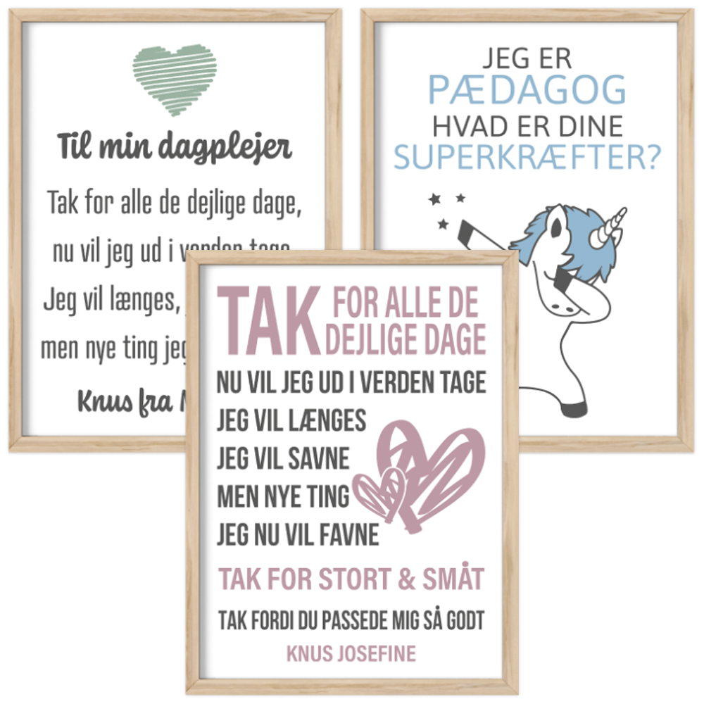 Plakater til dagplejer, pædagog og lærer