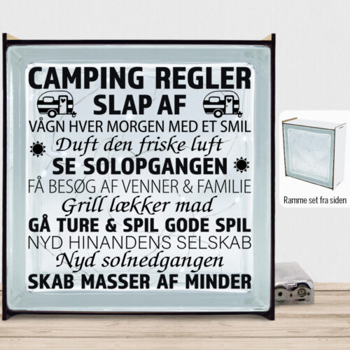 Camping regler | Lyssten med ramme (farvet overflade)