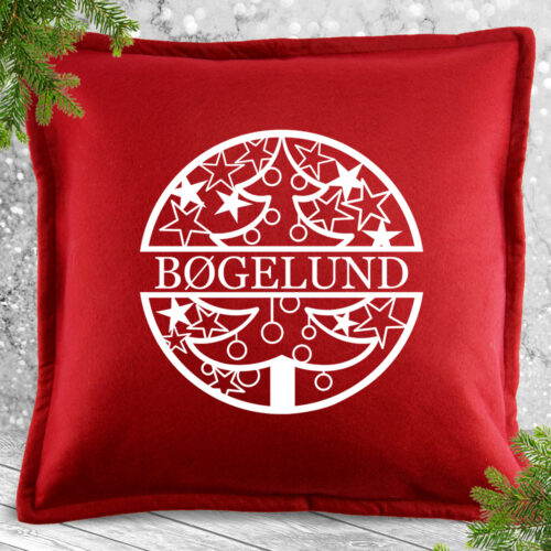Limited edition rød julepude - Juletræ med stjerner | Pyntepude i filt