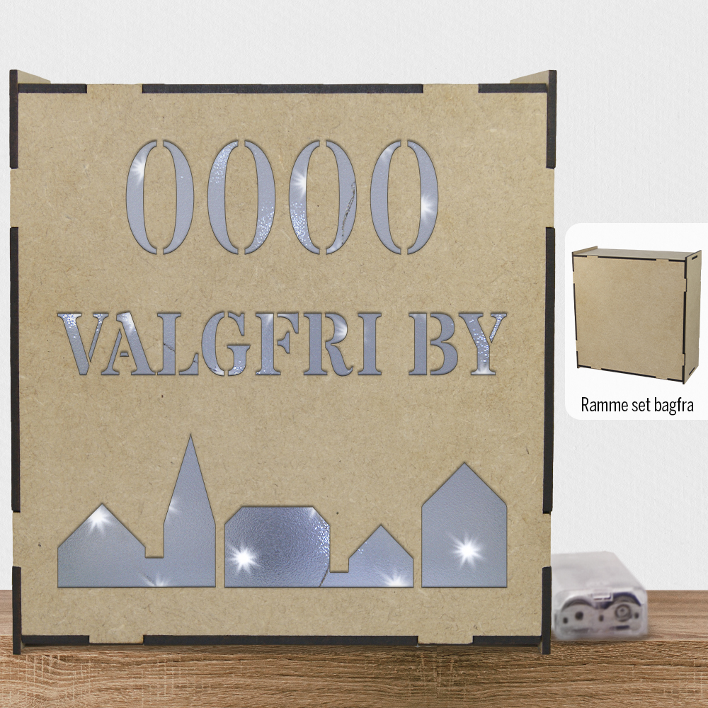 Valgfri by + postnr | Lyskasse (træfiber)