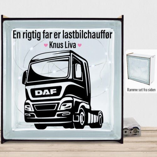 En rigtig far er lastbilchauffør | Lyssten med ramme (farvet overflade)