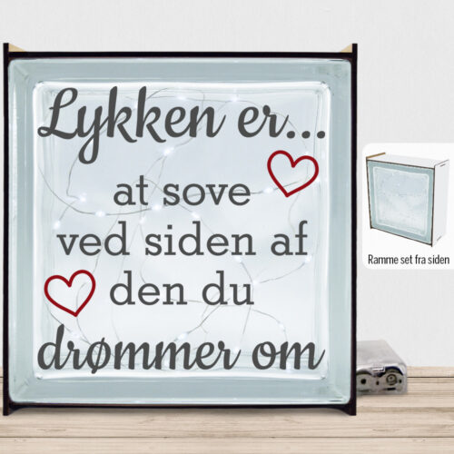 Lykken er at sove ved siden af... | Lyssten med ramme (farvet overflade)