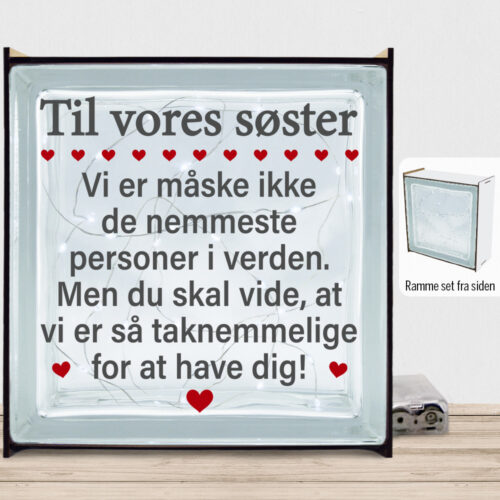 Til min/vores søster... | Lyssten med ramme (farvet overflade)