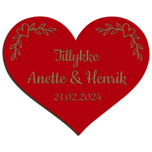Alternative view of Bryllupshjerte design #1 | Æresport skilt (farvet overflade)
