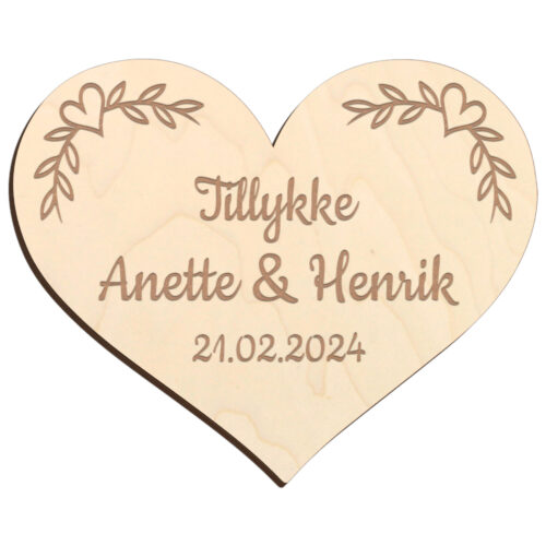 Bryllupshjerte design #1 | Æresport skilt (poppel træfinér) - Image 2