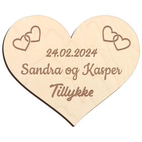 Bryllupshjerte design #2 | Æresport skilt (poppel træfinér) - Image 2