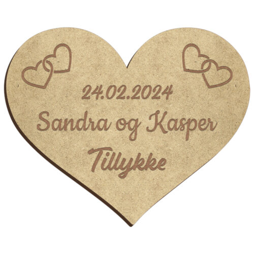 Bryllupshjerte design #2 | Æresport skilt (træfiber) - Image 2