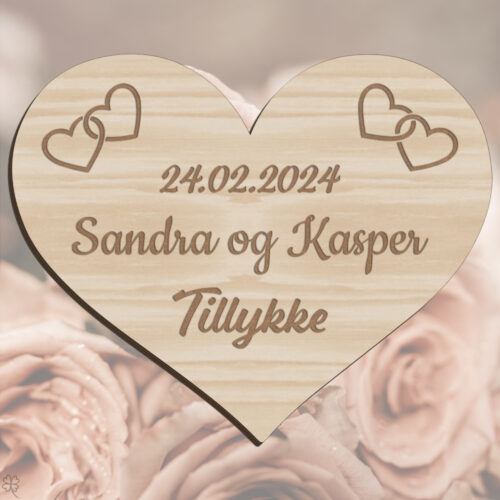 Bryllupshjerte design #2 | Æresport skilt (træfinér)