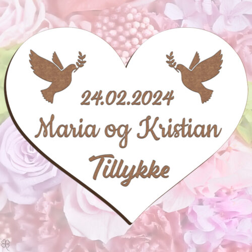 Bryllupshjerte design #3 | Æresport skilt (farvet overflade)