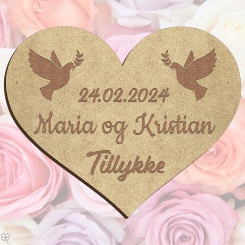 Bryllupshjerte design #3 | Æresport skilt (træfiber)