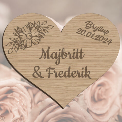 Bryllupshjerte design #6 | Æresport skilt (træfinér)