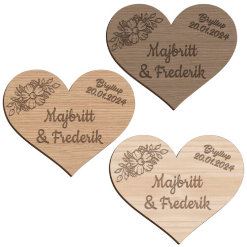 Alternative view of Bryllupshjerte design #6 | Æresport skilt (træfinér)