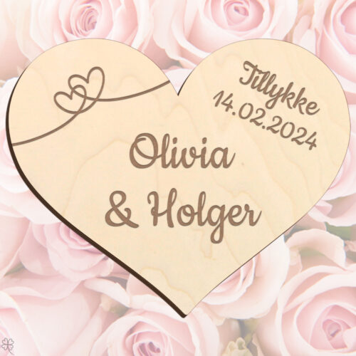 Bryllupshjerte design #8 | Æresport skilt (poppel træfinér)