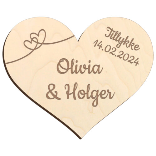 Alternative view of Bryllupshjerte design #8 | Æresport skilt (poppel træfinér)