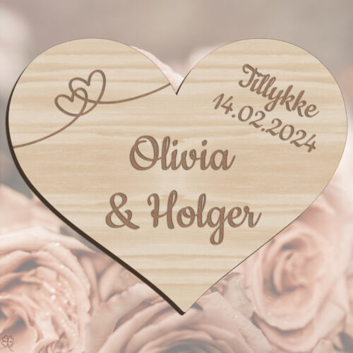 Bryllupshjerte design #8 | Æresport skilt (træfinér)