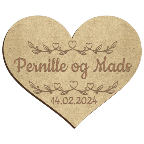 Alternative view of Bryllupshjerte design #11 | Æresport skilt (træfiber)