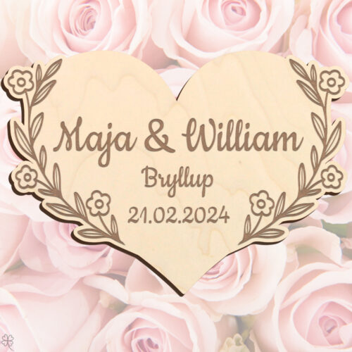 Hjerte med blomsterkant | Æresport skilt (poppel træfinér)