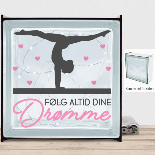 Følg dine drømme gymnast | Lyssten med ramme (farvet overflade)