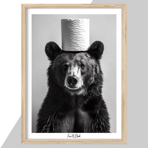 Fun'N Cheek Bear with toilet roll on head | Plakat - Image 2