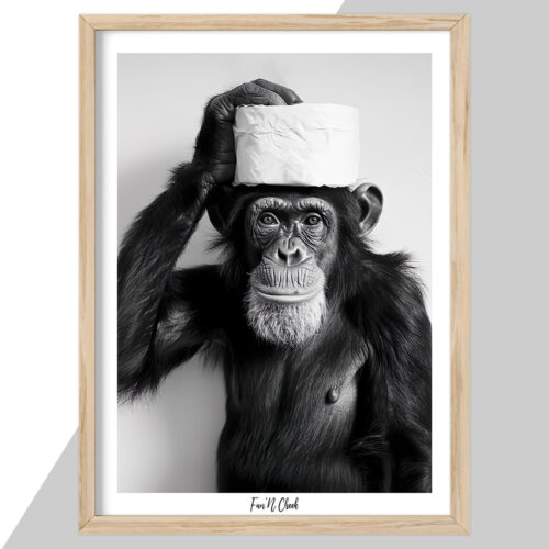 Fun'N Cheek Monkey with toilet roll on head | Plakat - Image 2