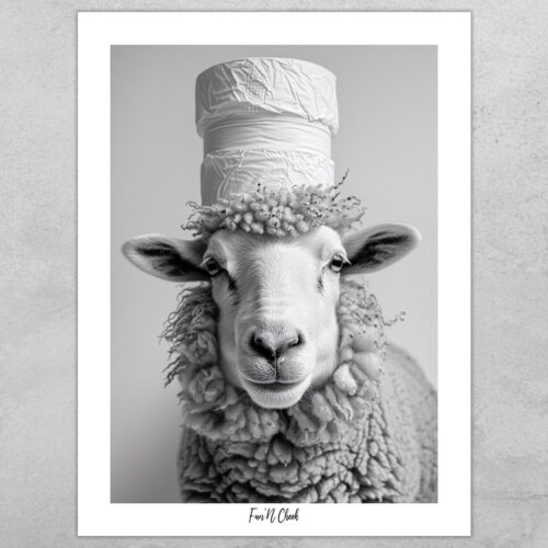Fun'N Cheek Sheep with toilet roll on head | Plakat
