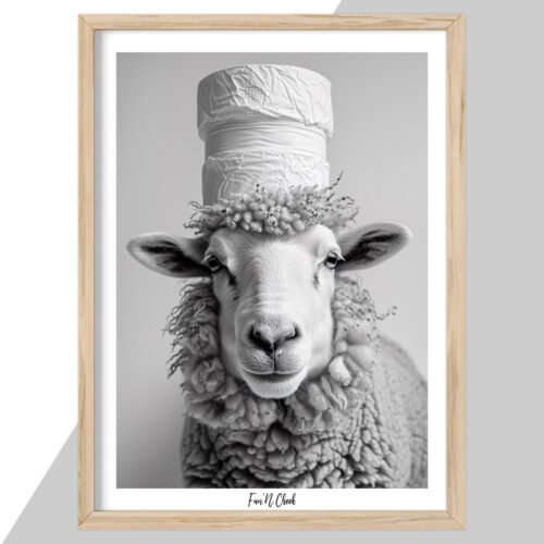 Fun'N Cheek Sheep with toilet roll on head | Plakat - Image 2