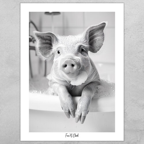 Fun'N Cheek Pig taking a bath #1 | Plakat