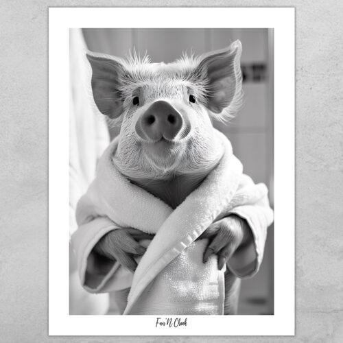 Fun'N Cheek Pig in bathrobe | Plakat