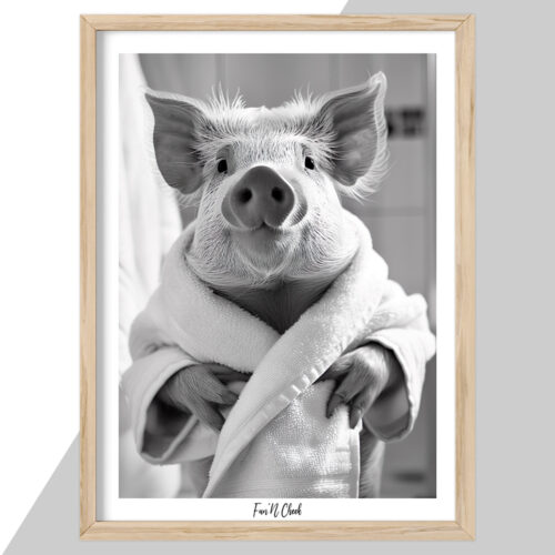 Fun'N Cheek Pig in bathrobe | Plakat - Image 2