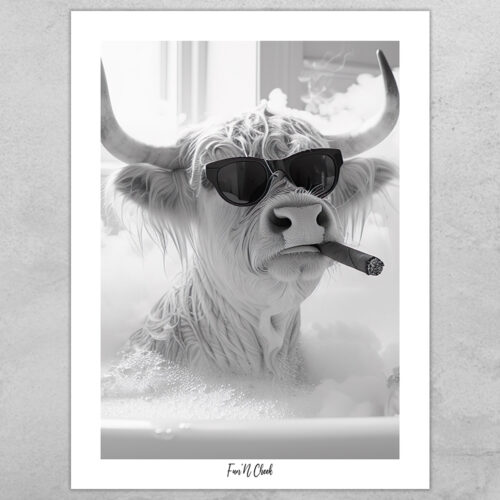 Fun'N Cheek Cool highland cow rock'N roll bath | Plakat