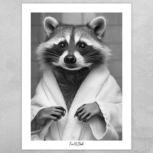 Fun'N Cheek Raccoon in bathrobe | Plakat