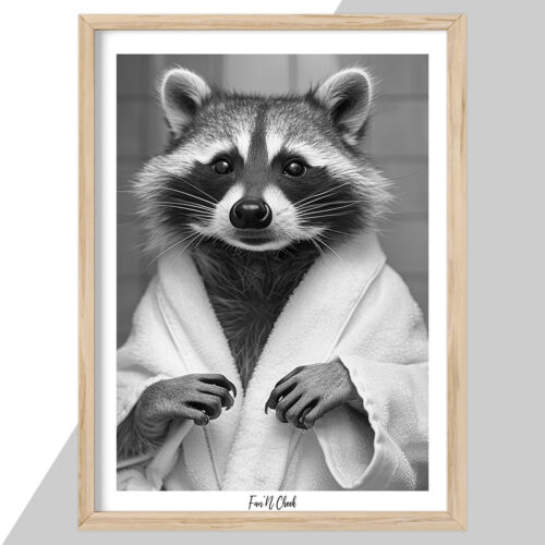 Fun'N Cheek Raccoon in bathrobe | Plakat - Image 2