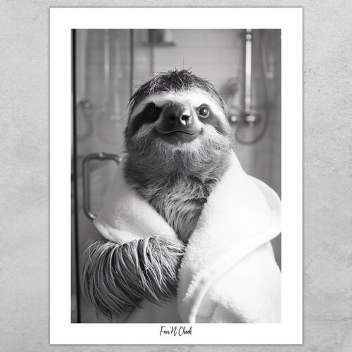 Fun'N Cheek Sloth in bathrobe | Plakat