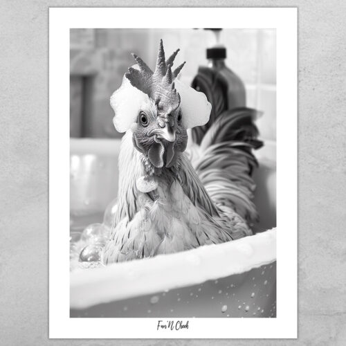 Fun'N Cheek Chicken taking a bath | Plakat