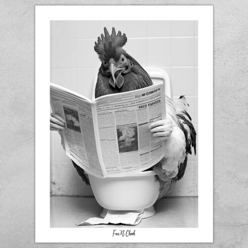 Fun'N Cheek Chicken on toilet | Plakat