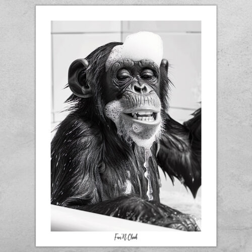 Fun'N Cheek Monkey taking a bath #1 | Plakat
