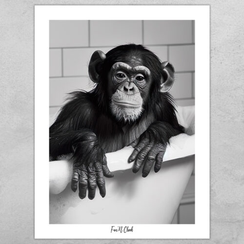 Fun'N Cheek Monkey taking a bath #2 | Plakat